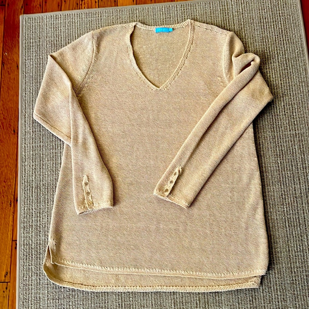 J McLaughlin v neck cotton/poly/acrylic. Size M.  Wheat color